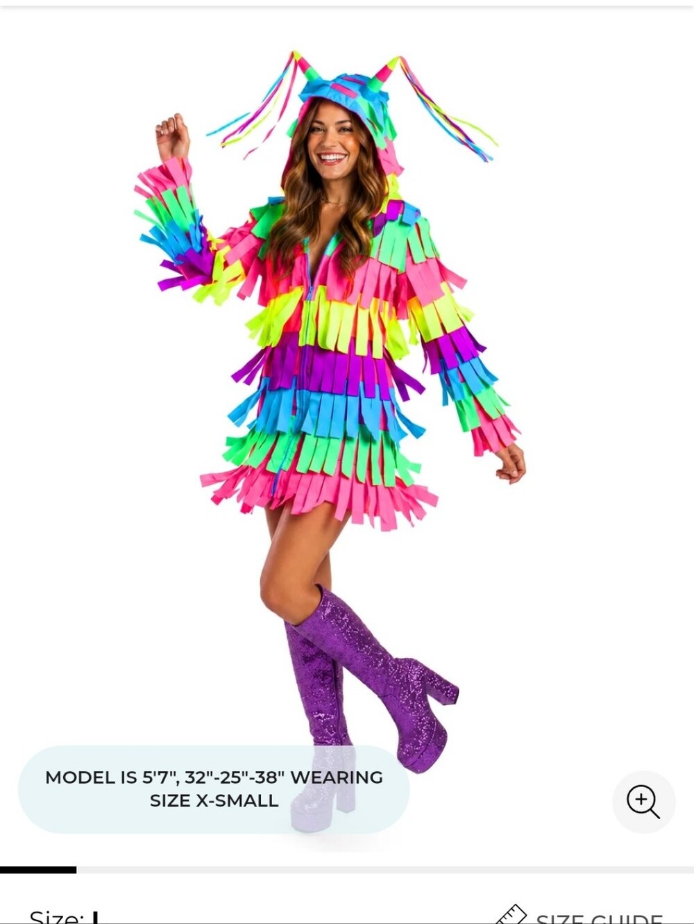 Womens Multicolor Piñata Fringe Costume - Bright Rainbow Pinata